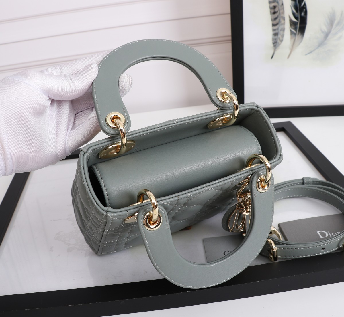 Mini Lady Dior Bag Gray Cannage Lambskin